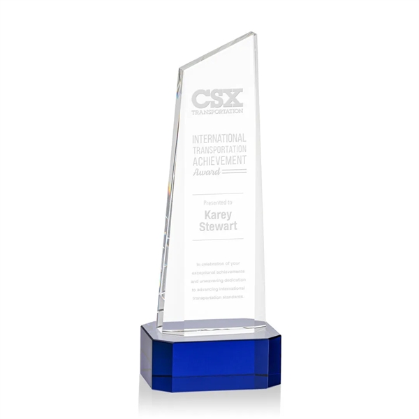 The thick Optical Crystal Belmont Tower Award features a slanted top... from ASI 84592 St Regis Group / St Regis