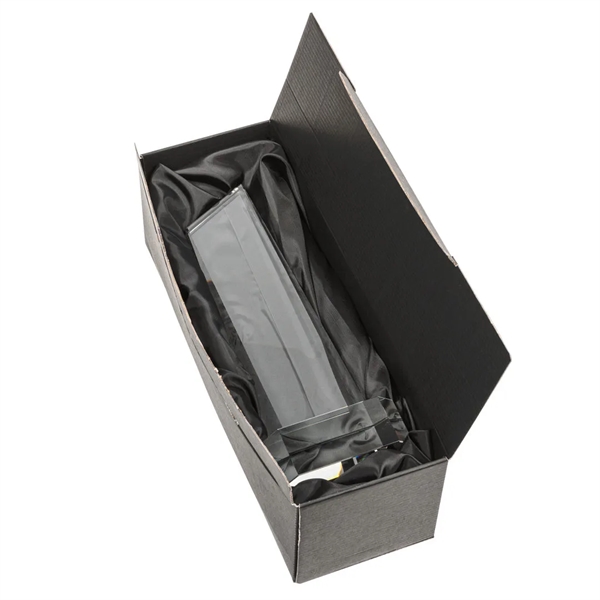 The thick Optical Crystal Belmont Tower Award features a slanted top... from ASI 84592 St Regis Group / St Regis