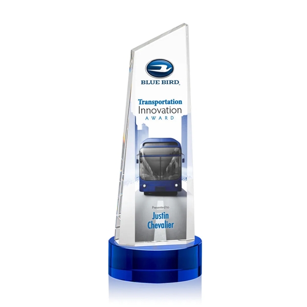 The thick Optical Crystal Belmont Tower VividPrint™ Award features a slanted... from ASI 84592 St Regis Group / St Regis