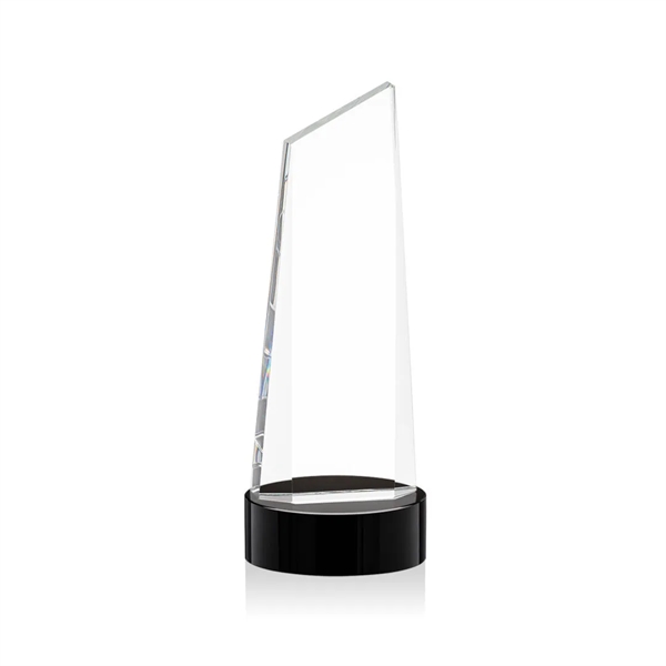 The thick Optical Crystal Belmont Tower Award on Base features a... from ASI 84592 St Regis Group / St Regis