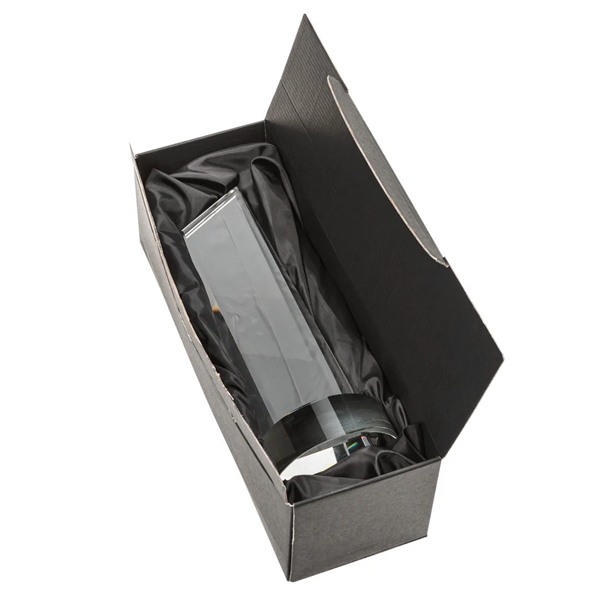 The thick Optical Crystal Belmont Tower VividPrint™ Award features a slanted... from ASI 84592 St Regis Group / St Regis