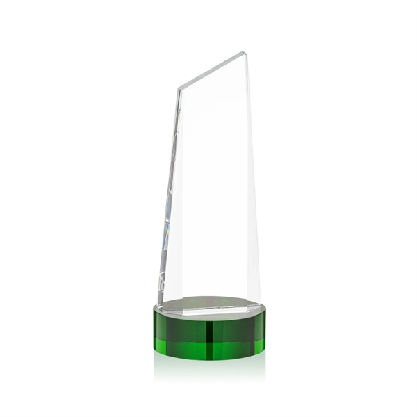 The thick Optical Crystal Belmont Tower VividPrint™ Award features a slanted... from ASI 84592 St Regis Group / St Regis