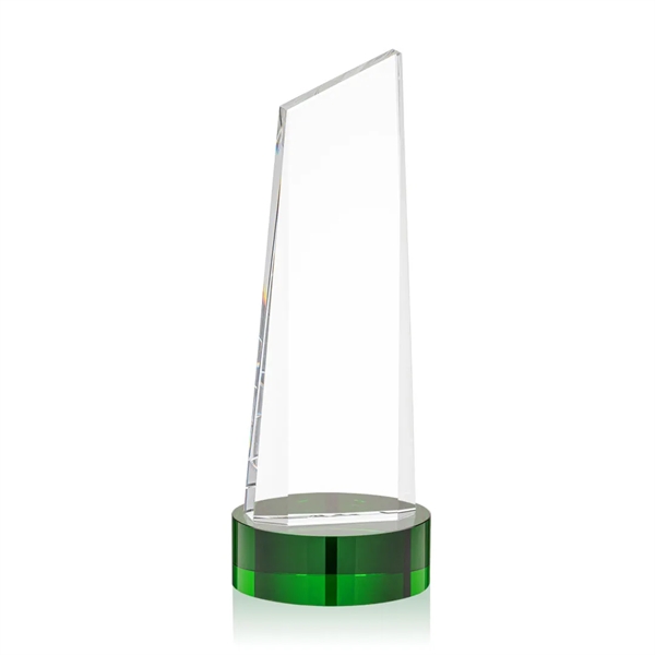 The thick Optical Crystal Belmont Tower VividPrint™ Award features a slanted... from ASI 84592 St Regis Group / St Regis