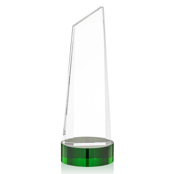 The thick Optical Crystal Belmont Tower VividPrint™ Award features a slanted... from ASI 84592 St Regis Group / St Regis