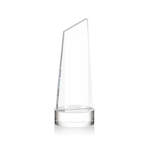 The thick Optical Crystal Belmont Tower VividPrint™ Award features a slanted... from ASI 84592 St Regis Group / St Regis