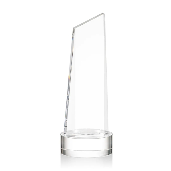 The thick Optical Crystal Belmont Tower VividPrint™ Award features a slanted... from ASI 84592 St Regis Group / St Regis