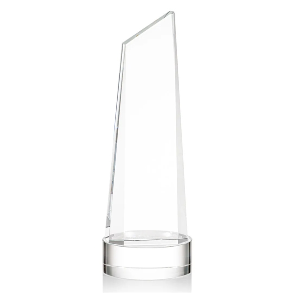 The thick Optical Crystal Belmont Tower VividPrint™ Award features a slanted... from ASI 84592 St Regis Group / St Regis