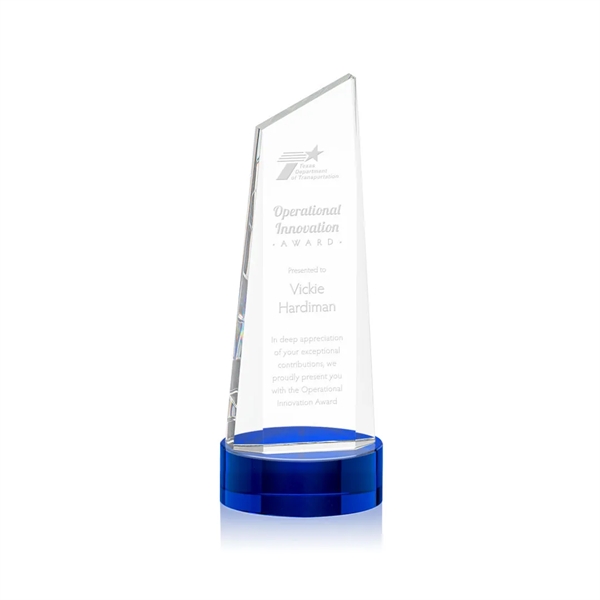 The thick Optical Crystal Belmont Tower Award on Base features a... from ASI 84592 St Regis Group / St Regis