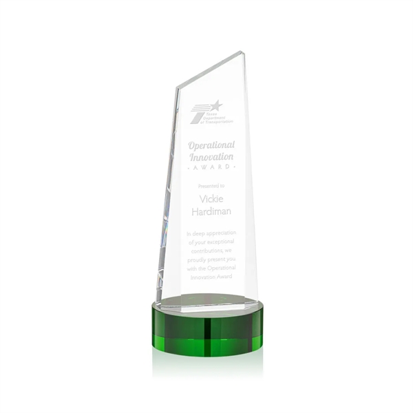 The thick Optical Crystal Belmont Tower Award on Base features a... from ASI 84592 St Regis Group / St Regis