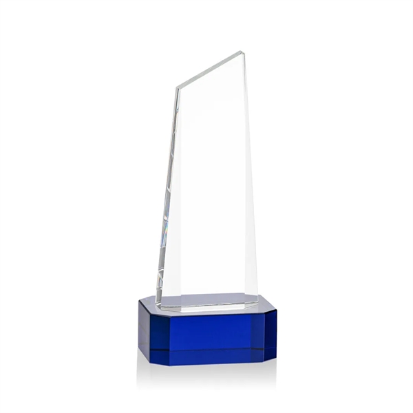 The thick Optical Crystal Belmont Tower VividPrint™ Award features a slanted... from ASI 84592 St Regis Group / St Regis