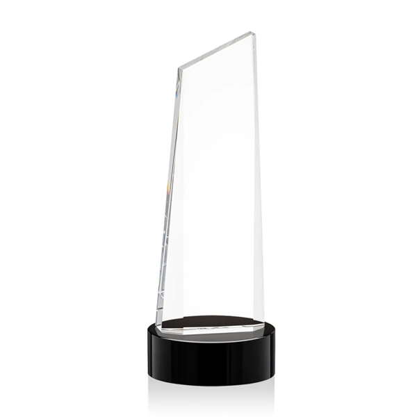 The thick Optical Crystal Belmont Tower VividPrint™ Award features a slanted... from ASI 84592 St Regis Group / St Regis