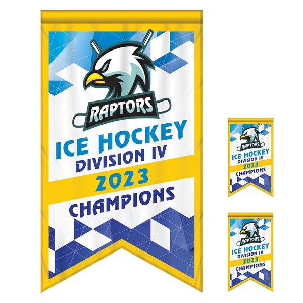 Full Color, Full Custom Sports Championship Banner Double Sided Dove Tail... from ASI 80228 Quinn