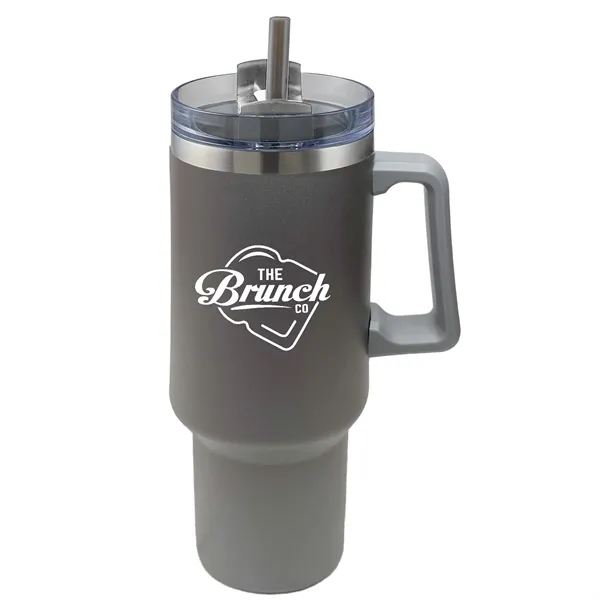 40 oz. stainless steel insulated travel mug with handle, copper lining,... from ASI 52840 Evans Manufacturing