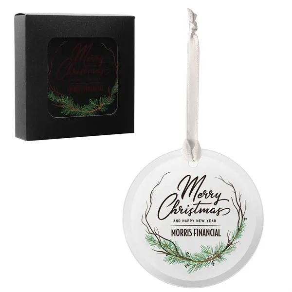 Decorative glass ornaments with silver cord, customization and gift box.... from ASI 62190 Illini
