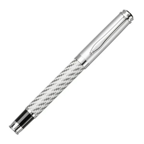 Metal rollerball pen with chrome trim and carbon fiber barrel.... from ASI 84592 St Regis Group