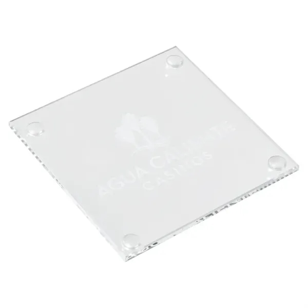 3 1/2" square laser etched glass beverage coaster... from ASI 57655 STOPNGO Line