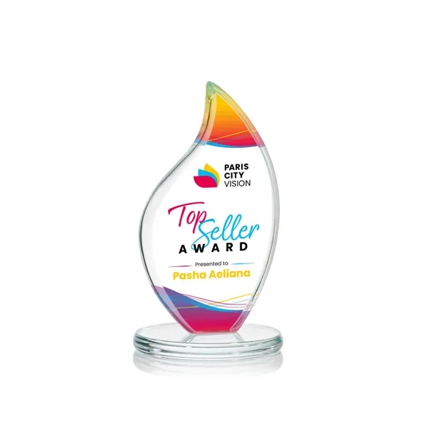 Odessy Flame VividPrint™ Award is a 3/4" thick Starfire Crystal Flame... from ASI 84592 St Regis Group / St Regis