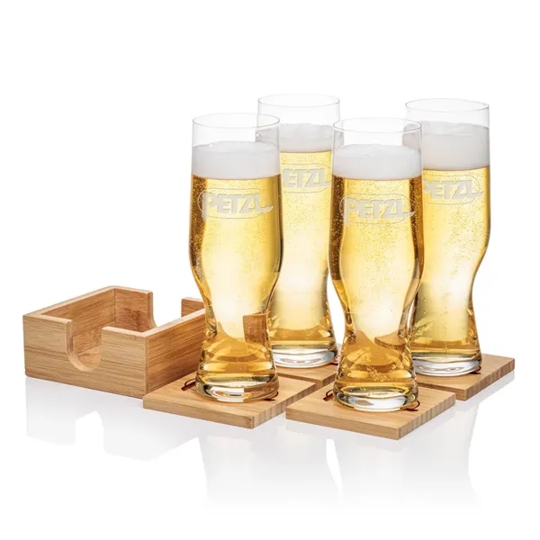Our Beer Glass & Bamboo Coaster Sets are an exquisite gift... from ASI 84592 St Regis Group