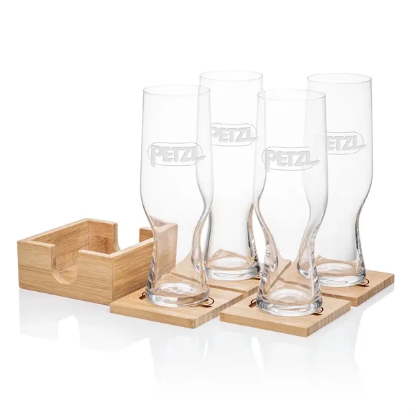 Our Beer Glass & Bamboo Coaster Sets are an exquisite gift... from ASI 84592 St Regis Group