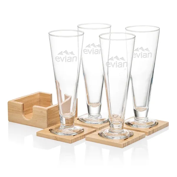 Our Beer Glass & Bamboo Coaster Sets are an exquisite gift... from ASI 84592 St Regis Group