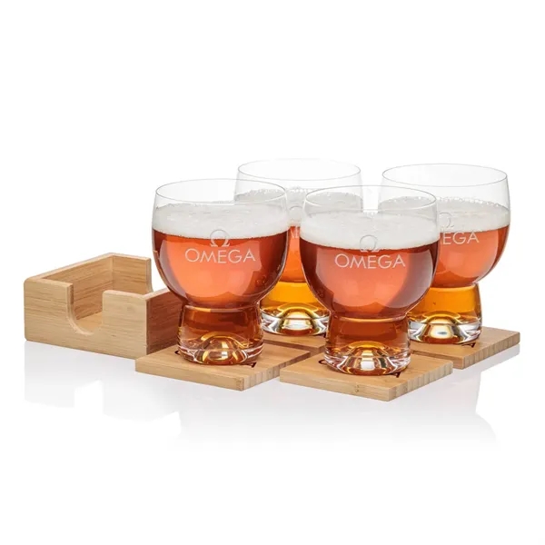 Our Beer Glass & Bamboo Coaster Sets are an exquisite gift... from ASI 84592 St Regis Group