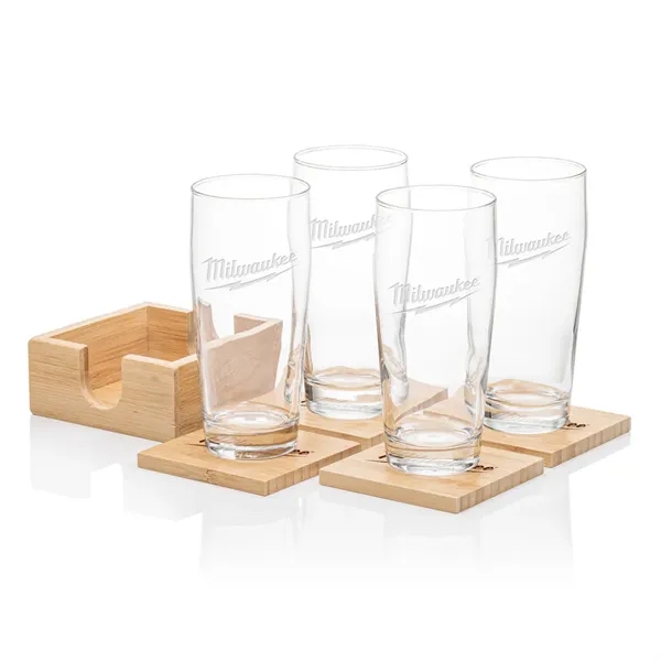 Our Beer Glass & Bamboo Coaster Sets are an exquisite gift... from ASI 84592 St Regis Group