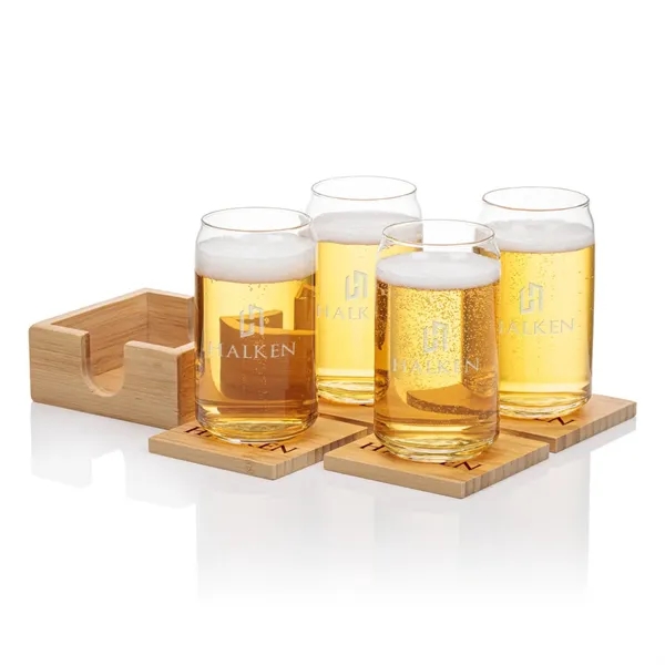 Our Beer Glass & Bamboo Coaster Sets are an exquisite gift... from ASI 84592 St Regis Group