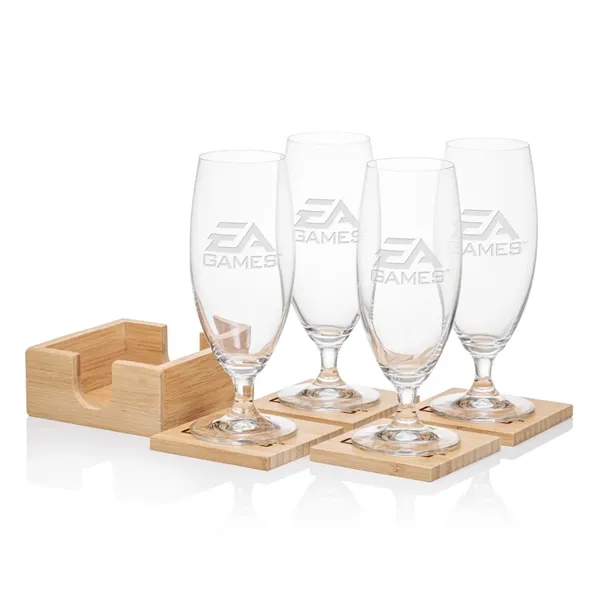 Our Beer Glass & Bamboo Coaster Sets are an exquisite gift... from ASI 84592 St Regis Group
