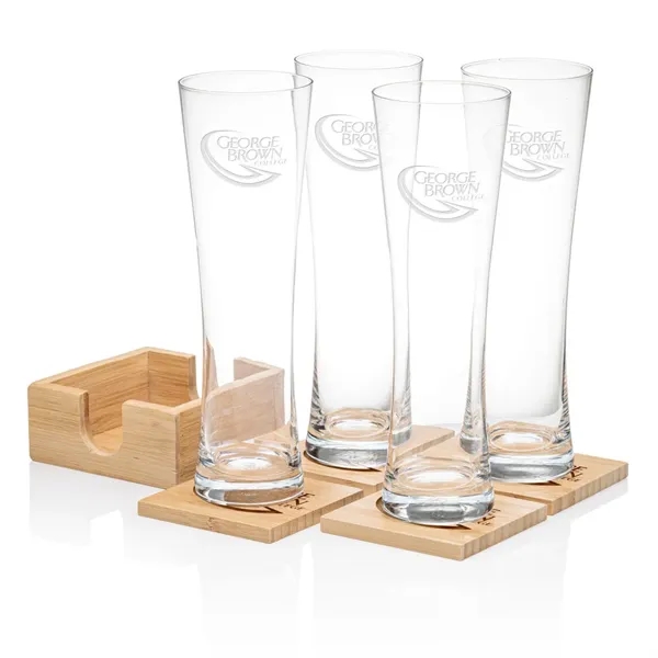 Our Beer Glass & Bamboo Coaster Sets are an exquisite gift... from ASI 84592 St Regis Group