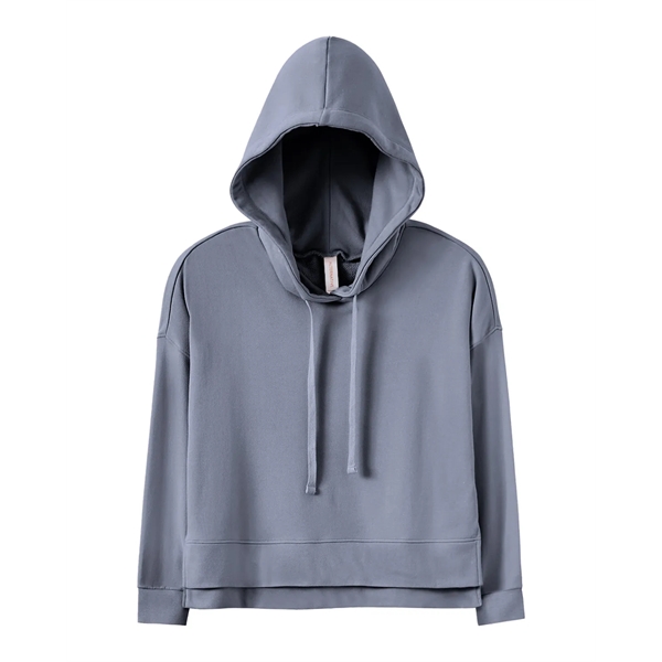 Ladies' sweatshirt with set-in sleeves, ribbed cuffs, hood, tear-away tag, and... from ASI 34063 alphabroder