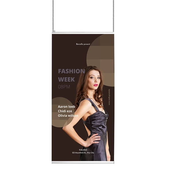 Full color 30" x 60" satin hanging banner with aluminum rails.... from ASI 36558 Aprons, Etc.