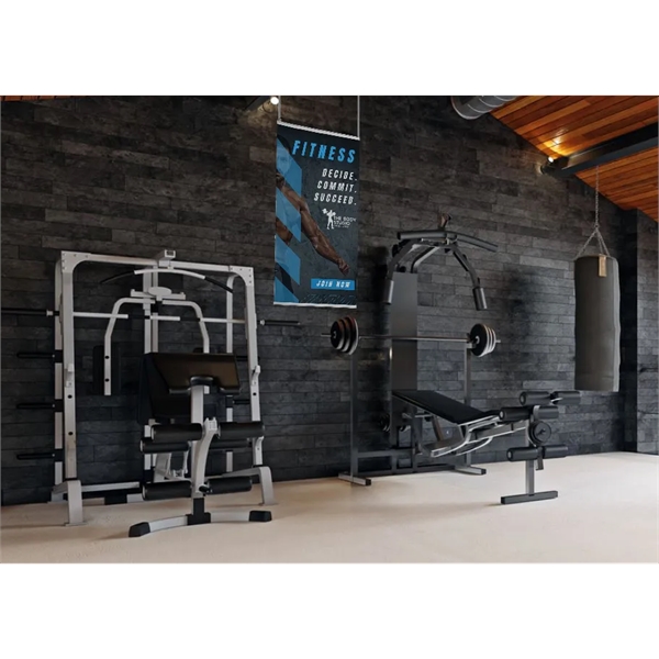 Full color 30" x 60" satin hanging banner with aluminum rails.... from ASI 36558 Aprons, Etc.