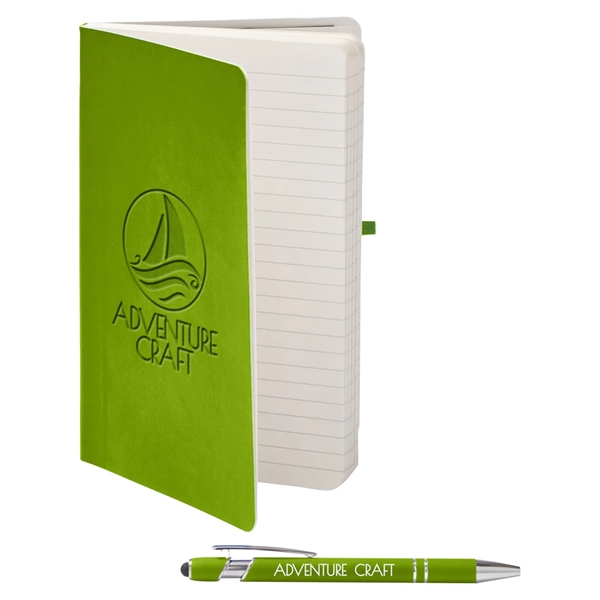 Journal and pen set with a soft cover, a rubberized aluminum... from ASI 79530 Prime Line