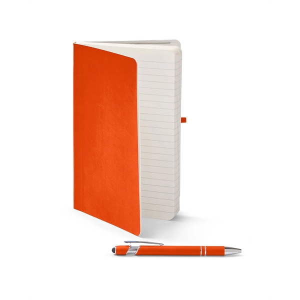 Journal and pen set with a soft cover, a rubberized aluminum... from ASI 79530 Prime Line