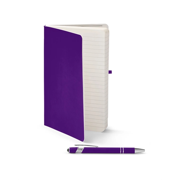 Journal and pen set with a soft cover, a rubberized aluminum... from ASI 79530 Prime Line