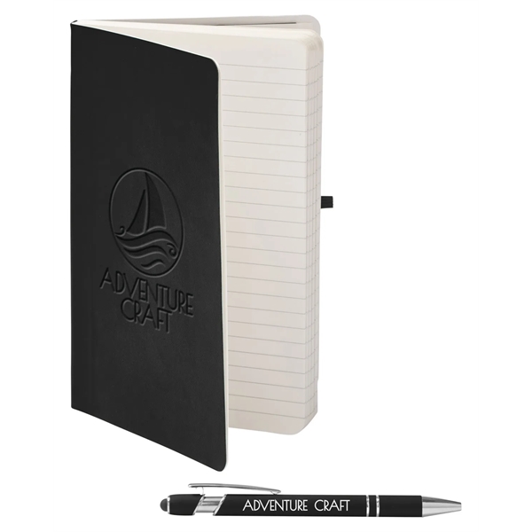 Journal and pen set with a soft cover, a rubberized aluminum... from ASI 79530 Prime Line