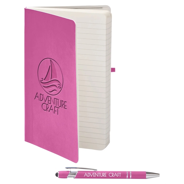 Journal and pen set with a soft cover, a rubberized aluminum... from ASI 79530 Prime Line
