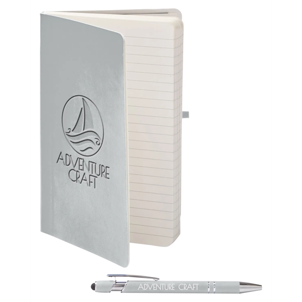 Journal and pen set with a soft cover, a rubberized aluminum... from ASI 79530 Prime Line