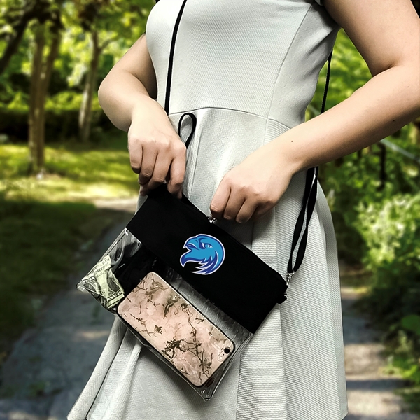 Clear security zippered pouch easily connects to a messenger bag to... from ASI 40544 Binaco / Binaline