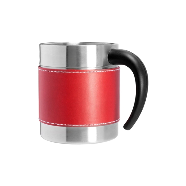 10 oz. double wall stainless steel mug with a faux leather... from ASI 79530 Prime Line