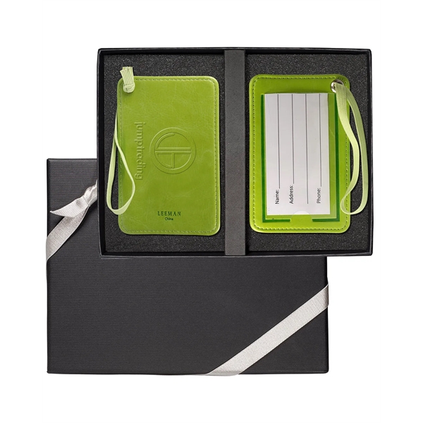 Gift box with two PU luggage tags with a clear PVC... from ASI 79530 Prime Line