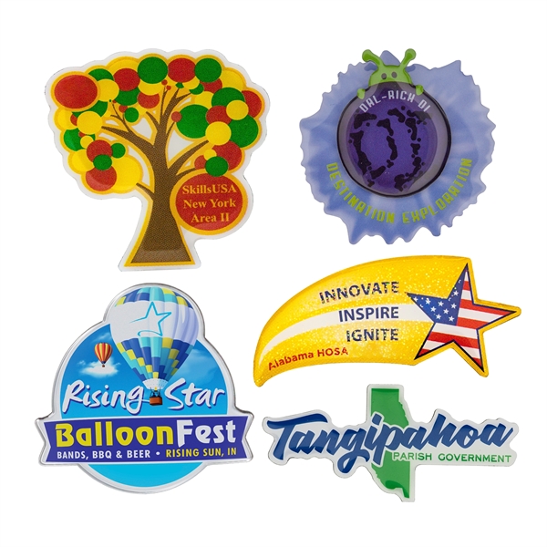 Custom shaped steel pins with full color dome imprint and butterfly... from ASI 52263 EMT / EMT