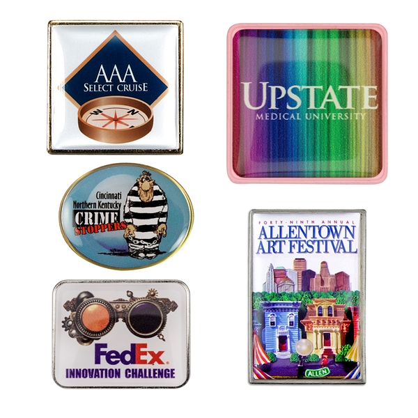 Stock shape lapel pins in assorted sizes with full color poly... from ASI 52263 EMT / EMT EMT EASY