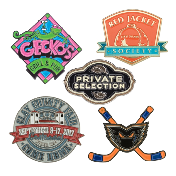 Custom die struck enamel lap pins in assorted sizes and finishes... from ASI 52263 EMT / EMT