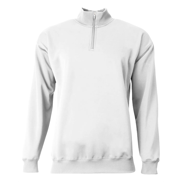 Adult fleece quarter-zip with a double-needle cover-stitch hem and ribbed waist... from ASI 34063 alphabroder