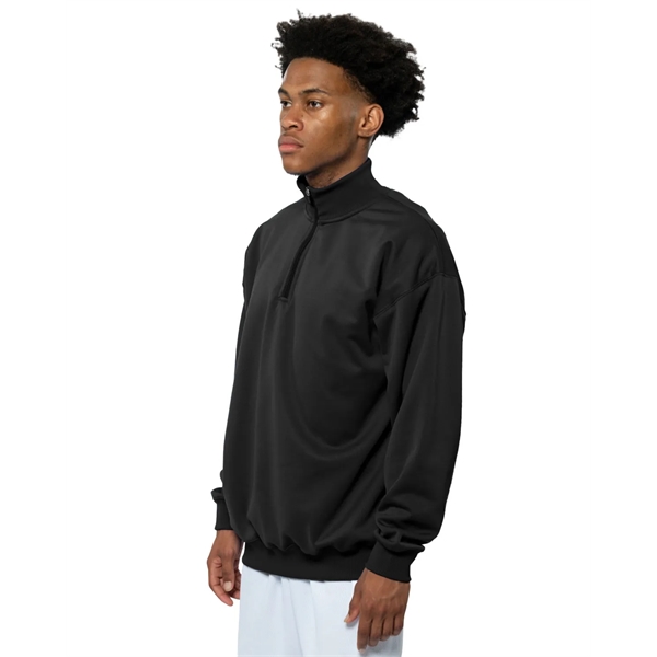 Adult fleece quarter-zip with a double-needle cover-stitch hem and ribbed waist... from ASI 34063 alphabroder