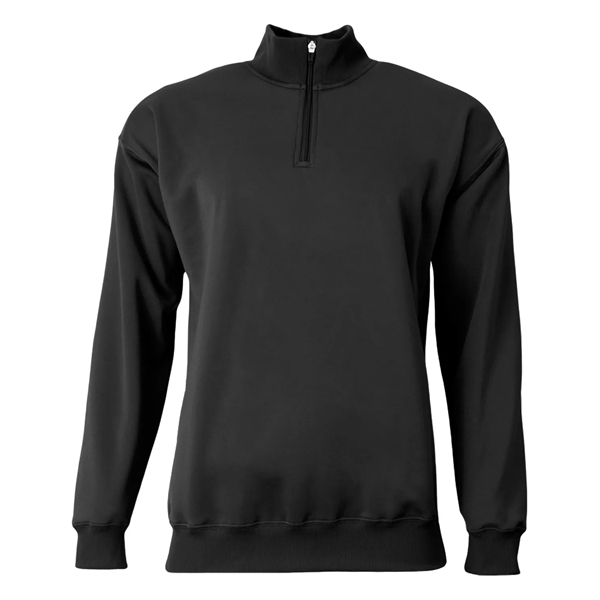 Adult fleece quarter-zip with a double-needle cover-stitch hem and ribbed waist... from ASI 34063 alphabroder