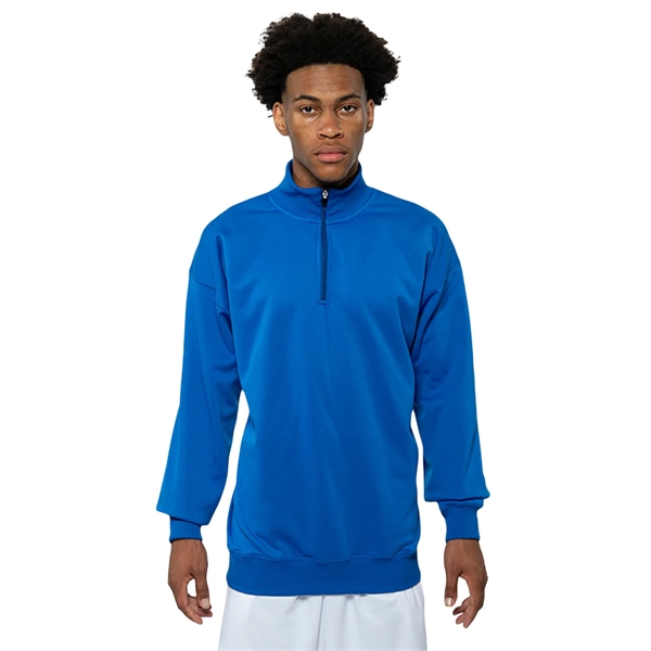 Adult fleece quarter-zip with a double-needle cover-stitch hem and ribbed waist... from ASI 34063 alphabroder