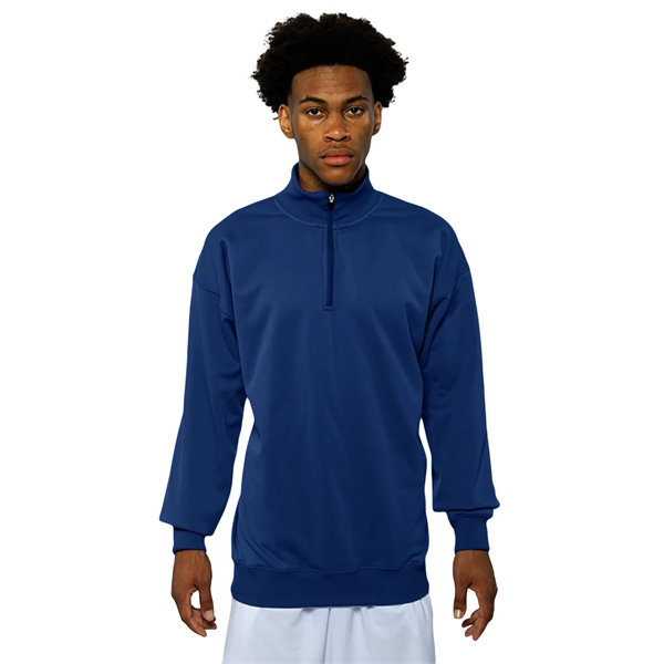 Adult fleece quarter-zip with a double-needle cover-stitch hem and ribbed waist... from ASI 34063 alphabroder