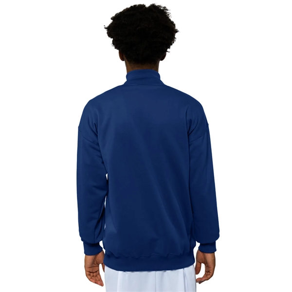 Adult fleece quarter-zip with a double-needle cover-stitch hem and ribbed waist... from ASI 34063 alphabroder
